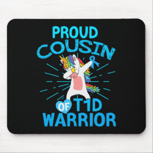 Fun Type 1 Diabetes Unicorn Proud Cousin Of a T1D Mouse Mat