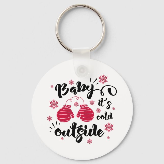 Fun Typography Christmas Key Ring (Front)