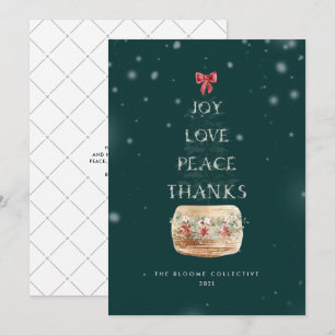 Fun Typography Green Silver Christmas Tree Snow Holiday Card