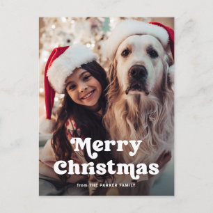 Fun Typography   Merry Christmas with Photo Holiday Postcard
