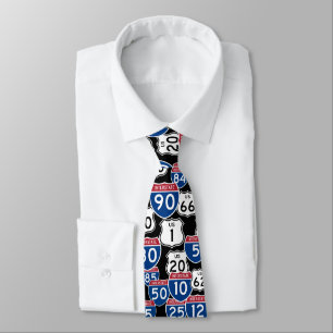Fun U.S. Highway Signs Random Pattern Tie