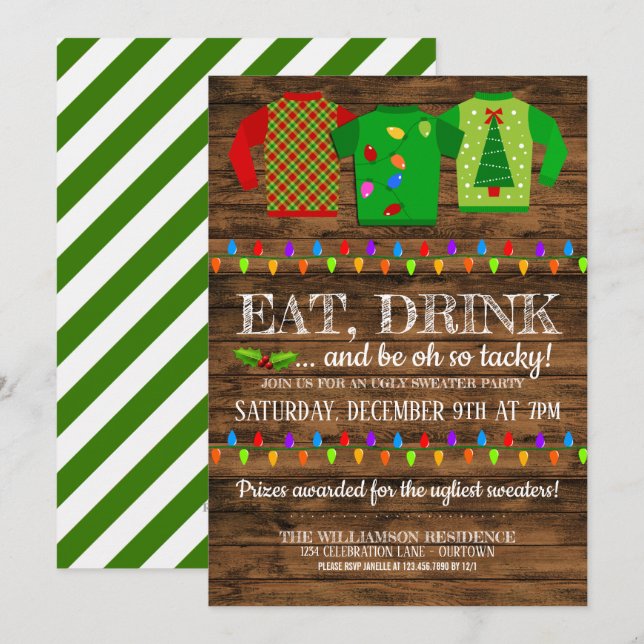Fun Ugly Christmas Sweater Party Invitation (Front/Back)