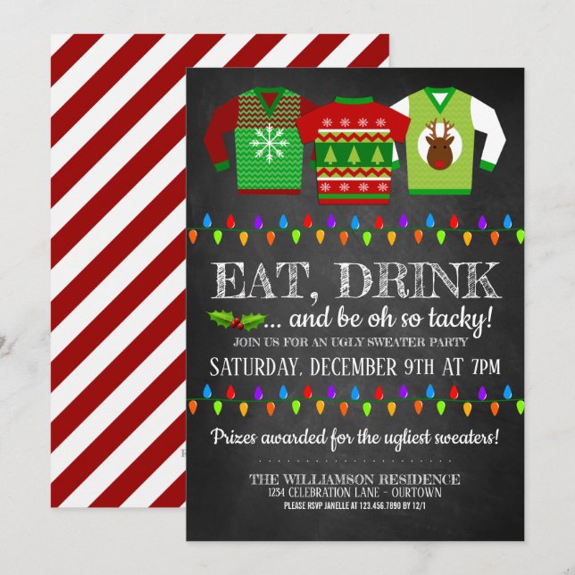 Fun Ugly Christmas Sweater Party Invitation (Front/Back)