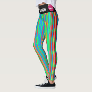 Fun Ugly Chrristmas Colourful Ornaments Stripes Leggings