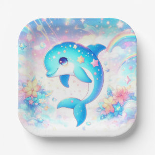 Fun Under the Sea Dolphin Baby Shower Paper Plate