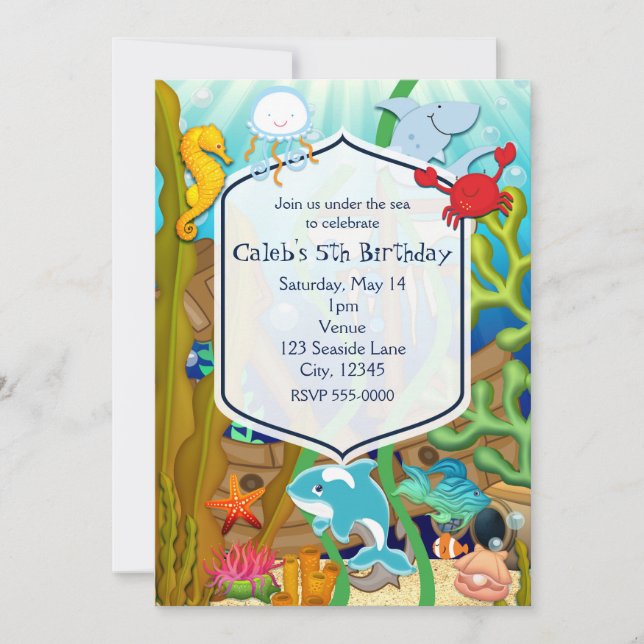 Fun under the sea kids birthday party Invitations (Front)