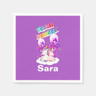 Fun Unicorn Balloon Birthday Napkins