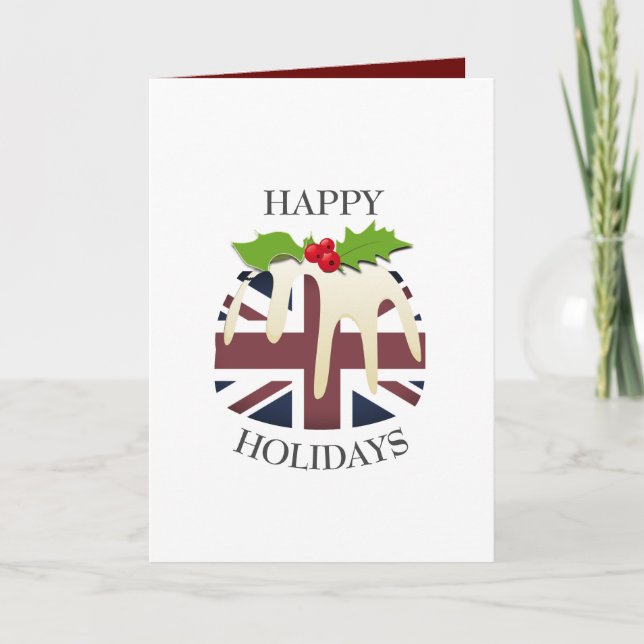 Fun | UNION JACK | Christmas Pudding Holiday Card (Front)
