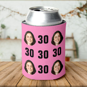 Fun Unique 30th Birthday Photo Cool Retro Can Cooler