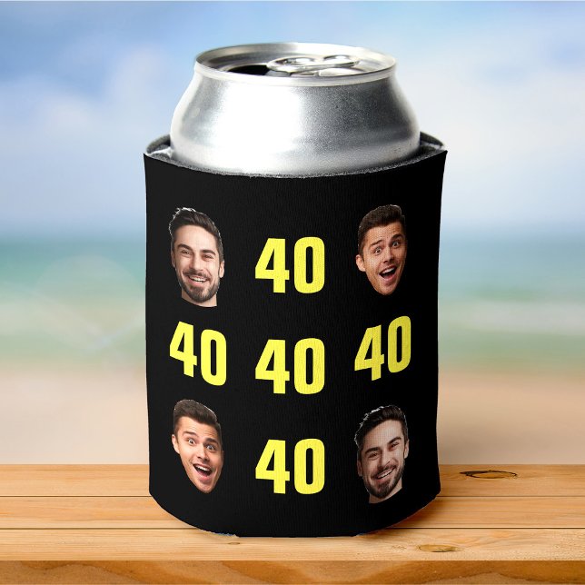 Fun Unique 40th Birthday 2 Photo Cool Retro Can Cooler (Creator Uploaded)