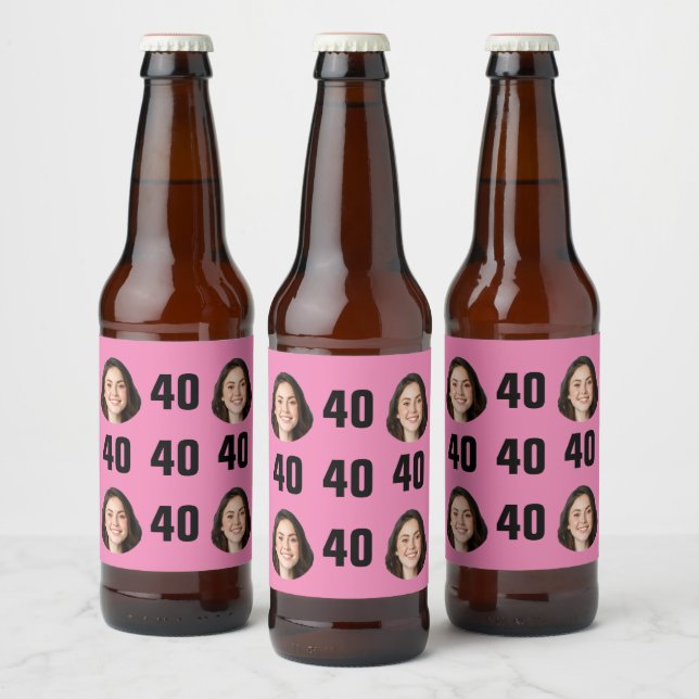 Fun Unique 40th Birthday Photo Cool Retro Beer Bottle Label (Bottles)