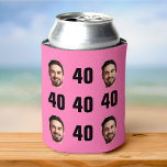 Fun Unique 40th Birthday Photo Cool Retro Can Cool Can Cooler<br><div class="desc">Fun 40th birthday photo can cooler in retro bold yellow design. Year is customisable to suit any birthday year! To get the cutout effect please use a png file with background already cut out. If not, photo will appear as a circle surrounded by it's own background, just like the preview...</div>