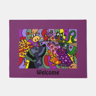 Fun Unique Animals Abstract Doormat