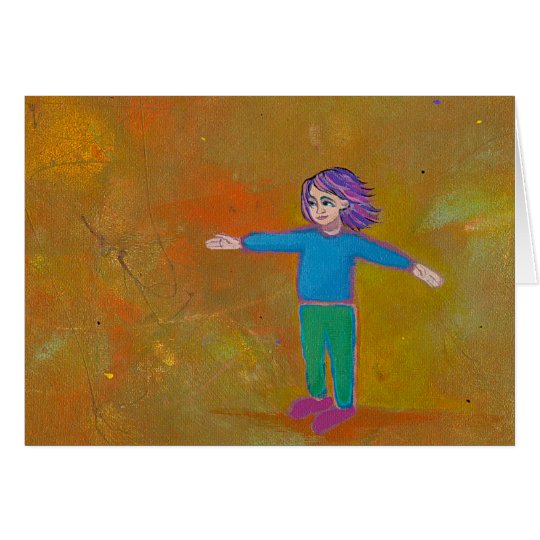 Fun unique art modern abstract colourful woman card