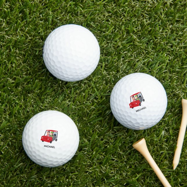 Fun Unique  Cart Monogram Name Golf Balls (Insitu Grass)