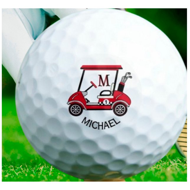 Fun Unique Custom Cart Monogram Name Golf Balls (Creator Uploaded)
