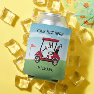 Fun Unique Custom Golf Cart Monogram Name   Can Cooler