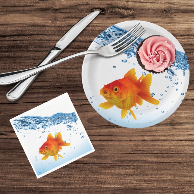 Fun Unique Goldfish Fish Bowl Water Paper Plate (Creator Uploaded)