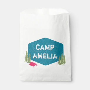 Fun Unique Personalised Camp Birthday Party Pink Favour Bags