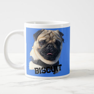 Fun Unique Pug Sunglasses Dog Dad Lover Photo Blue Large Coffee Mug