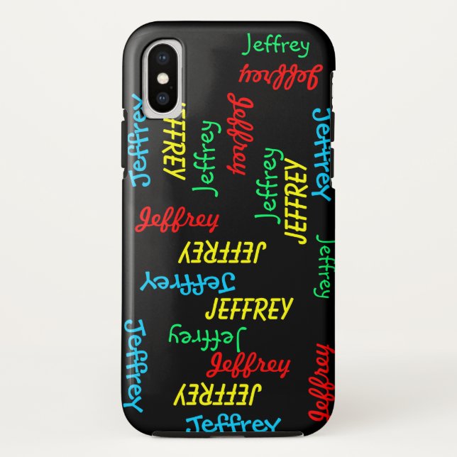 Fun Unique Repeating Names on Black, Personalised Case-Mate iPhone Case (Back)
