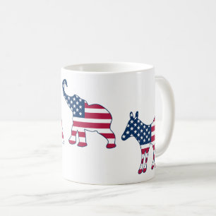 Fun USA Democratic & Republican Political Symbols Coffee Mug