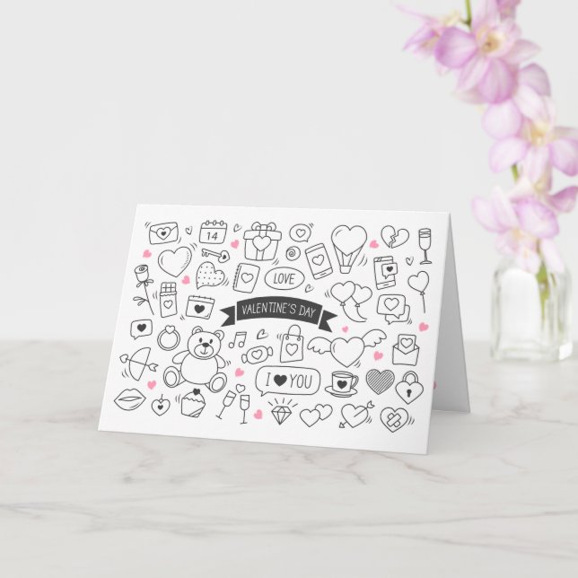 Fun Valentine Colouring Card for Valentine (Orchid)
