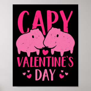 Fun Valentine Couple Capy Valentine's Day Capybara Poster
