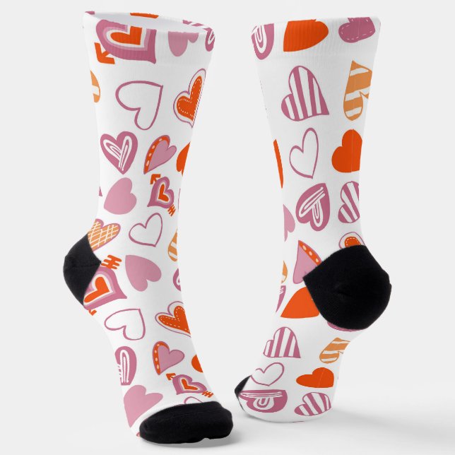 Fun Valentine Hearts Socks (Angled)