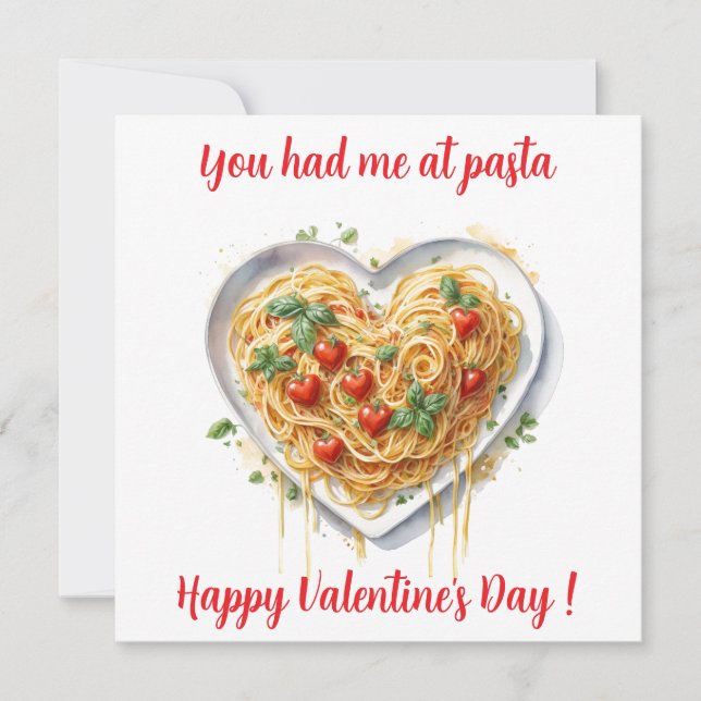 Fun Valentine Pasta Heart Italy   Holiday Card (Front)