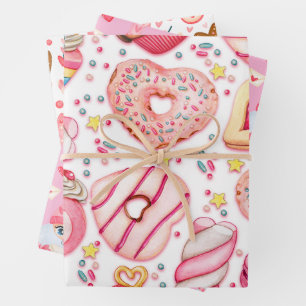 Fun Valentine's Day Hears, Sweets & Gnomes Wrapping Paper Sheet