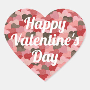 Fun Valentines Day Paper Hearts Pattern Heart Sticker