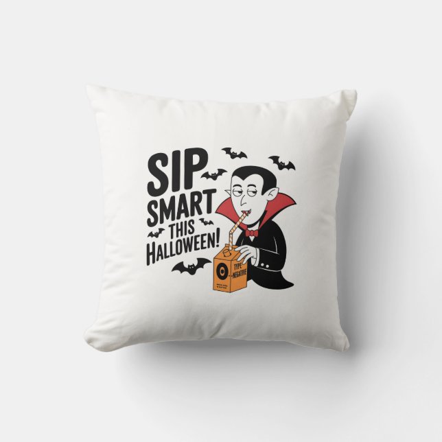 Fun Vampire-Themed Halloween Design Cushion (Front)