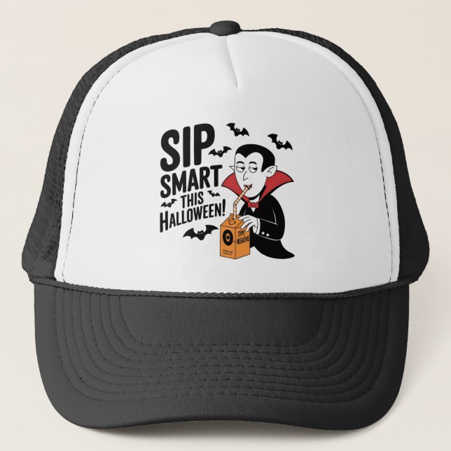 Fun Vampire-Themed Halloween Design Trucker Hat (Front)