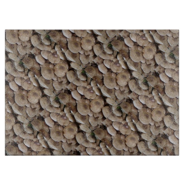 fun vegatable picture of fresh button mushrooms cutting board (Front)