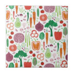 Fun Vegetable Pattern Tile<br><div class="desc">Delicious and fun healthy vegetable pattern perfect for a foodie's kitchen,  a vegan,  vegetarian or other catering business,  cafe,  restaurant,  farmer,  greengrocer,  nutritionist,   cook or chef.  Original art by Nic Squirrell.</div>