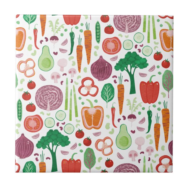 Fun Vegetable Pattern Tile (Front)
