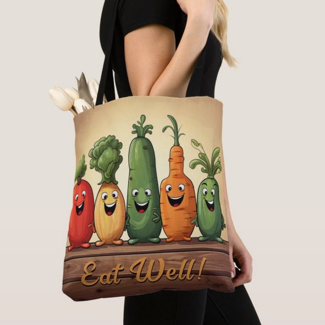 Fun Vegetables Reusable Grocery Shopping Tote Bag (Creator Uploaded)