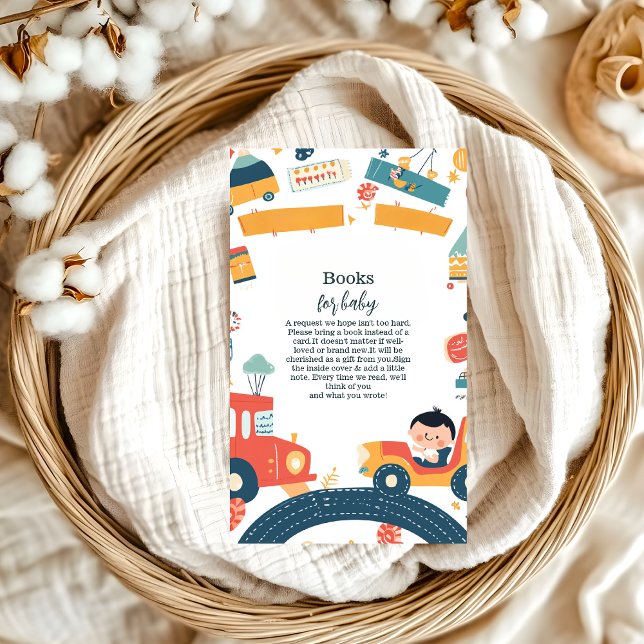 Fun Vehicle Cars Boy Baby Shower Books for Baby Enclosure Card (Creator Uploaded)