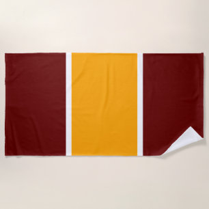 Fun Vertical Golden Yellow Bold Red Racing Stripes Beach Towel