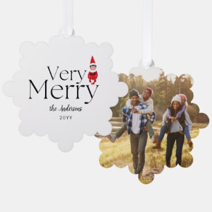 fun very merry christmas elf family holiday tree decoration card