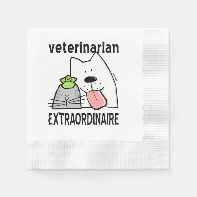 Fun Veterinarian Extraordinaire Napkin (Front)