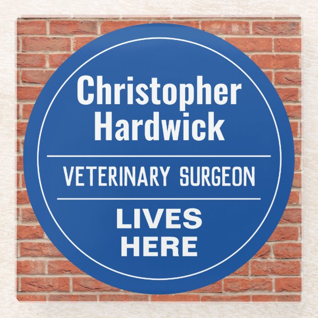 Fun Veterinary Surgeon Wall Plaque Style Glass Coaster (Front)