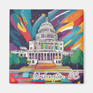 Fun Vibrant Funky Washington DC Colourful Magnet