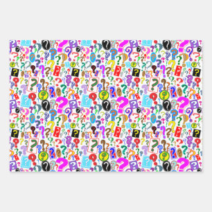 Fun Vibrant Pattern of Question Marks Wrapping Paper Sheet