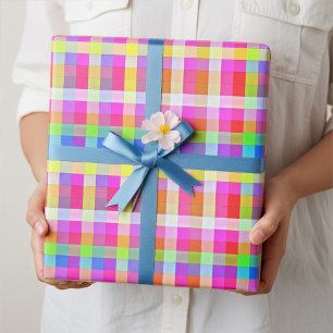 Fun Vibrant Rainbow Coloured Squares Wrapping Pape Wrapping Paper