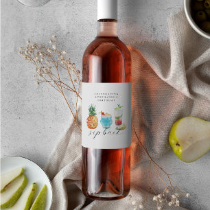 Fun Vibrant Summer Fruit Cocktails Birthday Party Wine Label