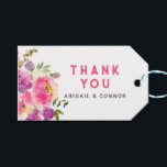 Fun Vibrant Violet Fuchsia Floral Gift Tags<br><div class="desc">Elements: Vibrant watercolor florals accented by fun,  modern fonts.  Features parent names,  and couple first and last names. Colours: Violet,  plum,  fuchsia,  green,  yellow,  buttercup,  blush. Themes: Fun,  modern,  whimsical,  vibrant,  spring,  summer,  timeless,  romantic,  garden. Collection: Fun Vibrant Violet Fuchsia Floral Wedding Collection Product Type: Favour Tags Rectangle</div>