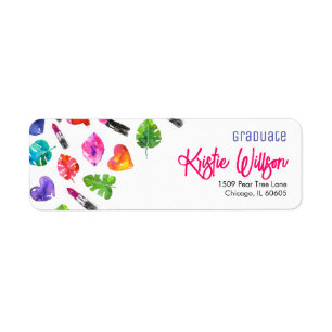 Fun Vibrant Watercolor Lipsticks Graduation Party