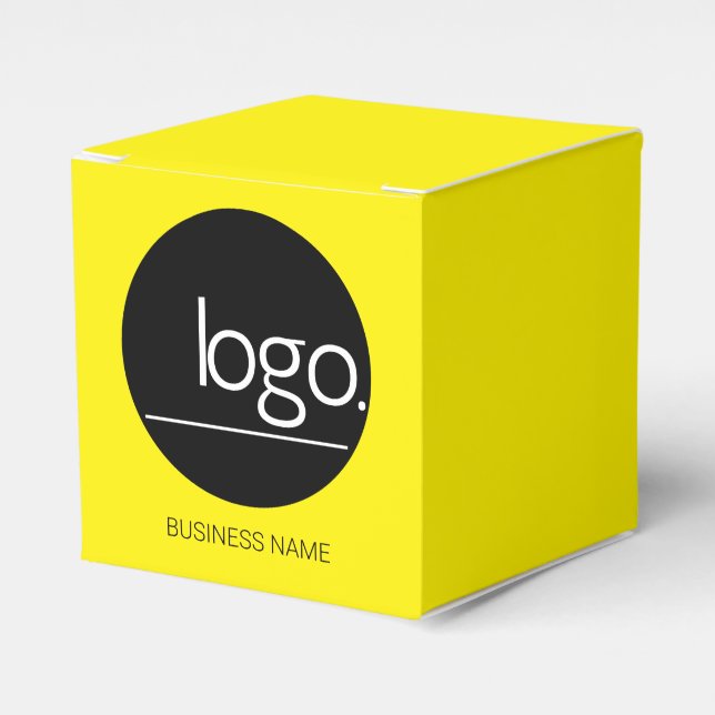 FUN VIBRANT YELLOW OWN BRAND LOGO CUSTOM PACKAGING FAVOUR BOX (Front Side)